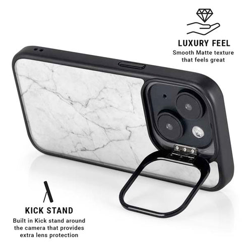 White Marble iPhone 14 Kickstand Case